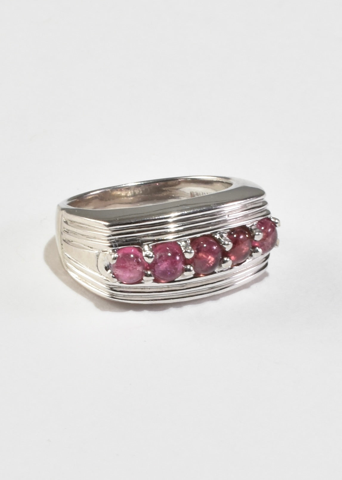 Ribbed Pink Tourmaline Ring