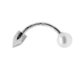 5mm Pearl + 6mm Spike Curved Piercing Earring - SS