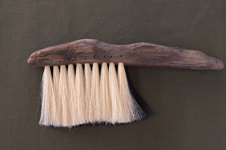 louse point drift wood, white horse tail hair, black horse tail hair, waxed cord