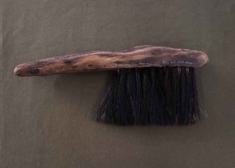 louse point drift wood, white horse tail hair, black horse tail hair, waxed cord