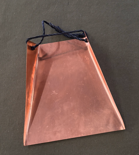 copper dust pan, hemp