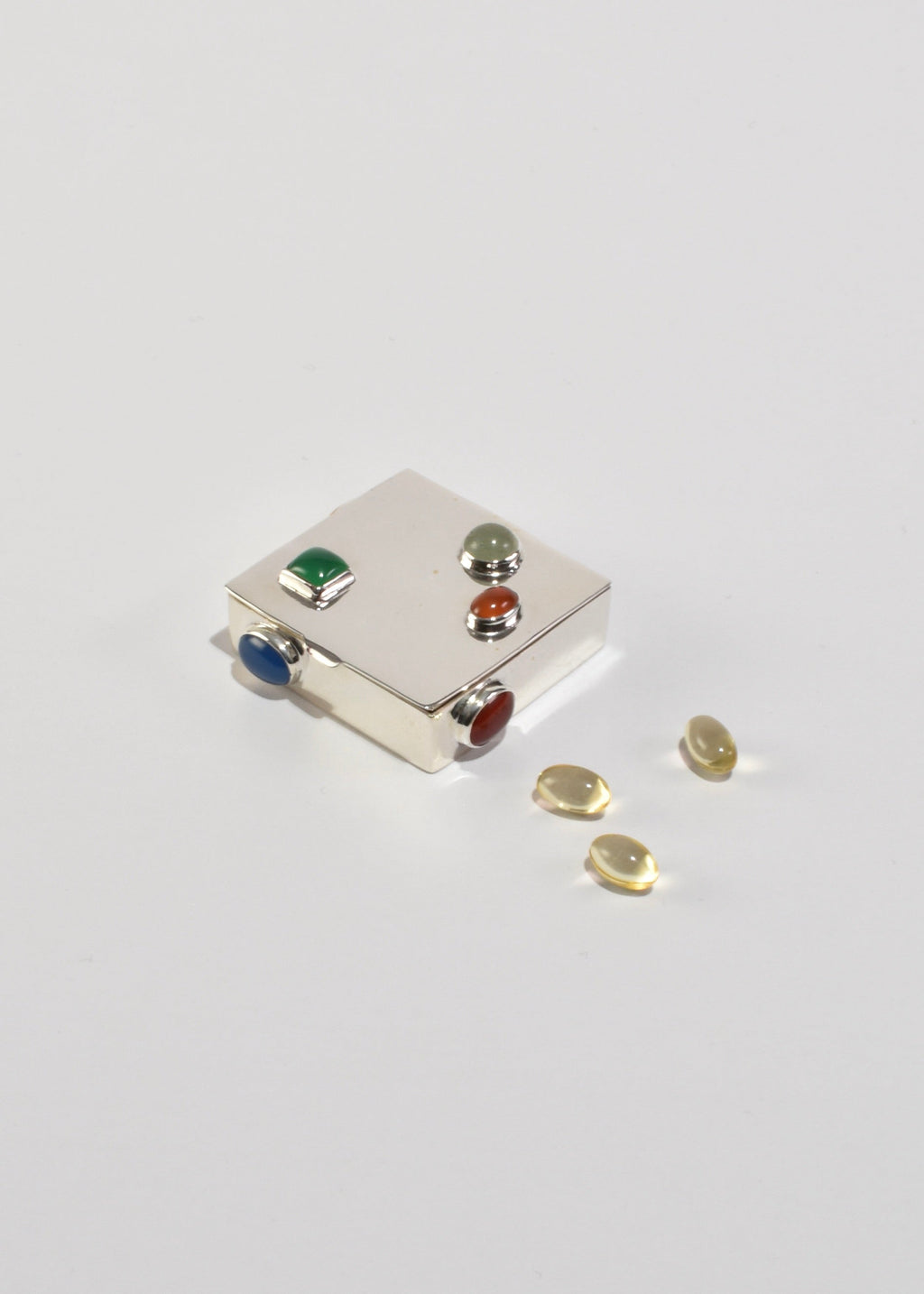 Sterling Gemstone Pill Box
