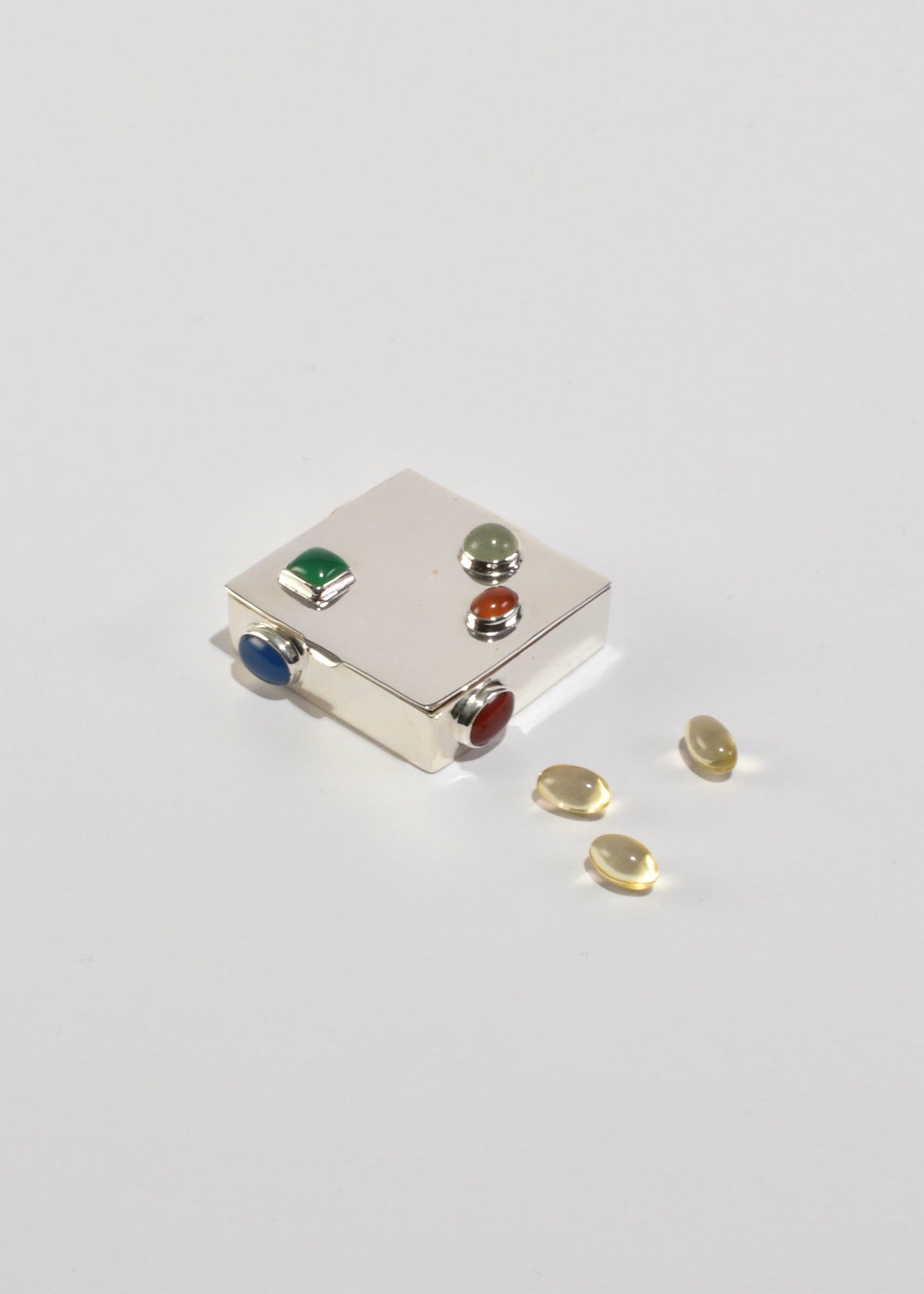 Sterling Gemstone Pill Box