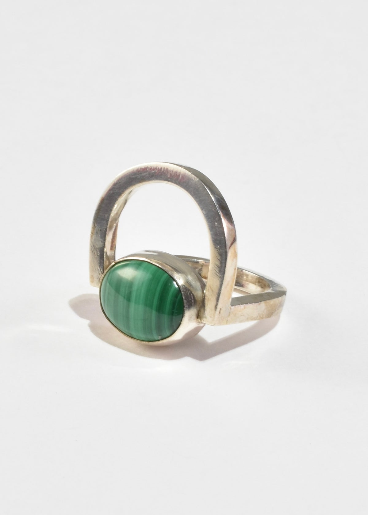 Modernist Malachite Curve Ring