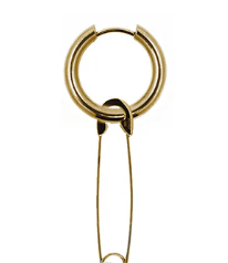 Chunky Hoop and Safety Pin Earring - PVD Gold
