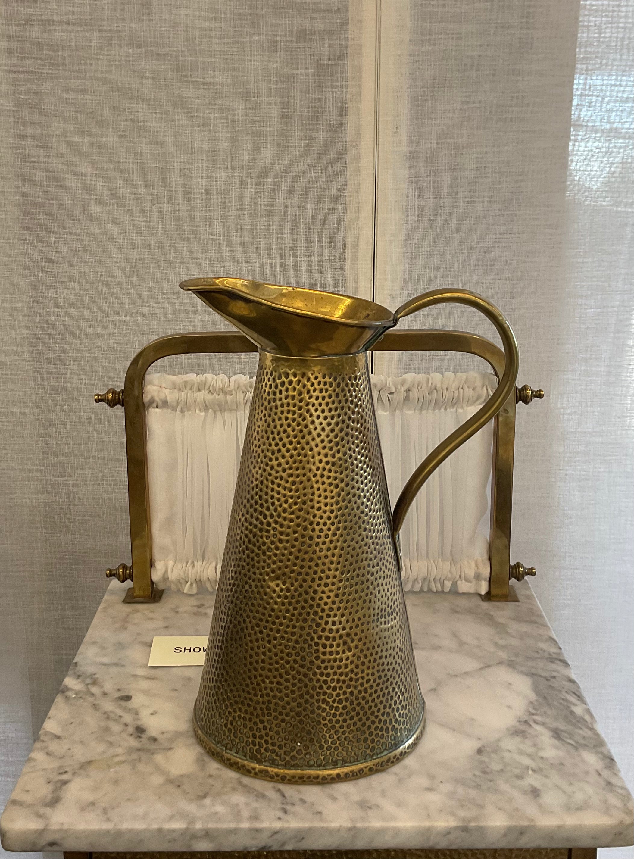 English Arts and Crafts Hammered Brass Pitcher