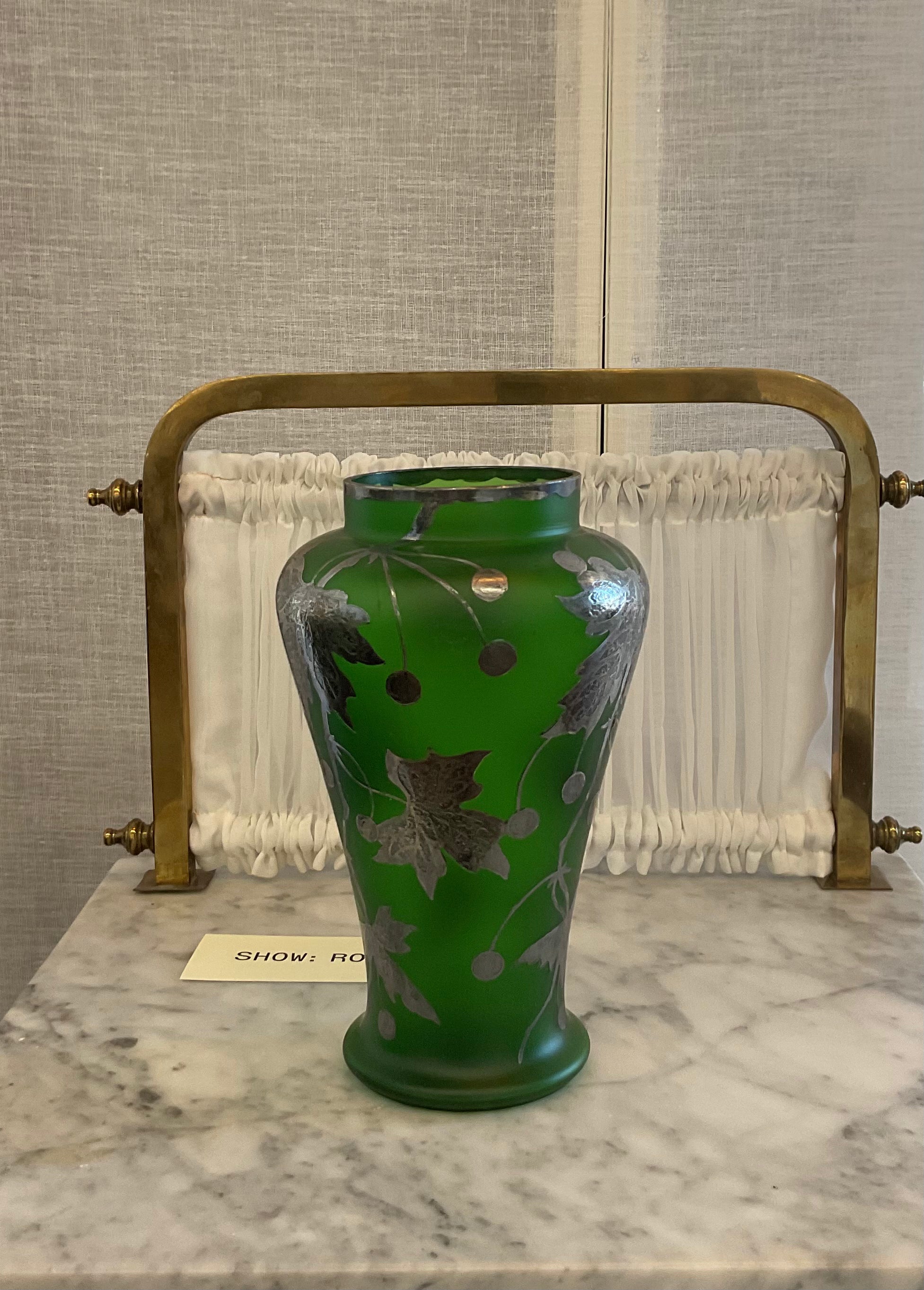 Art Noveau Vase with Sterling Silver Overlay