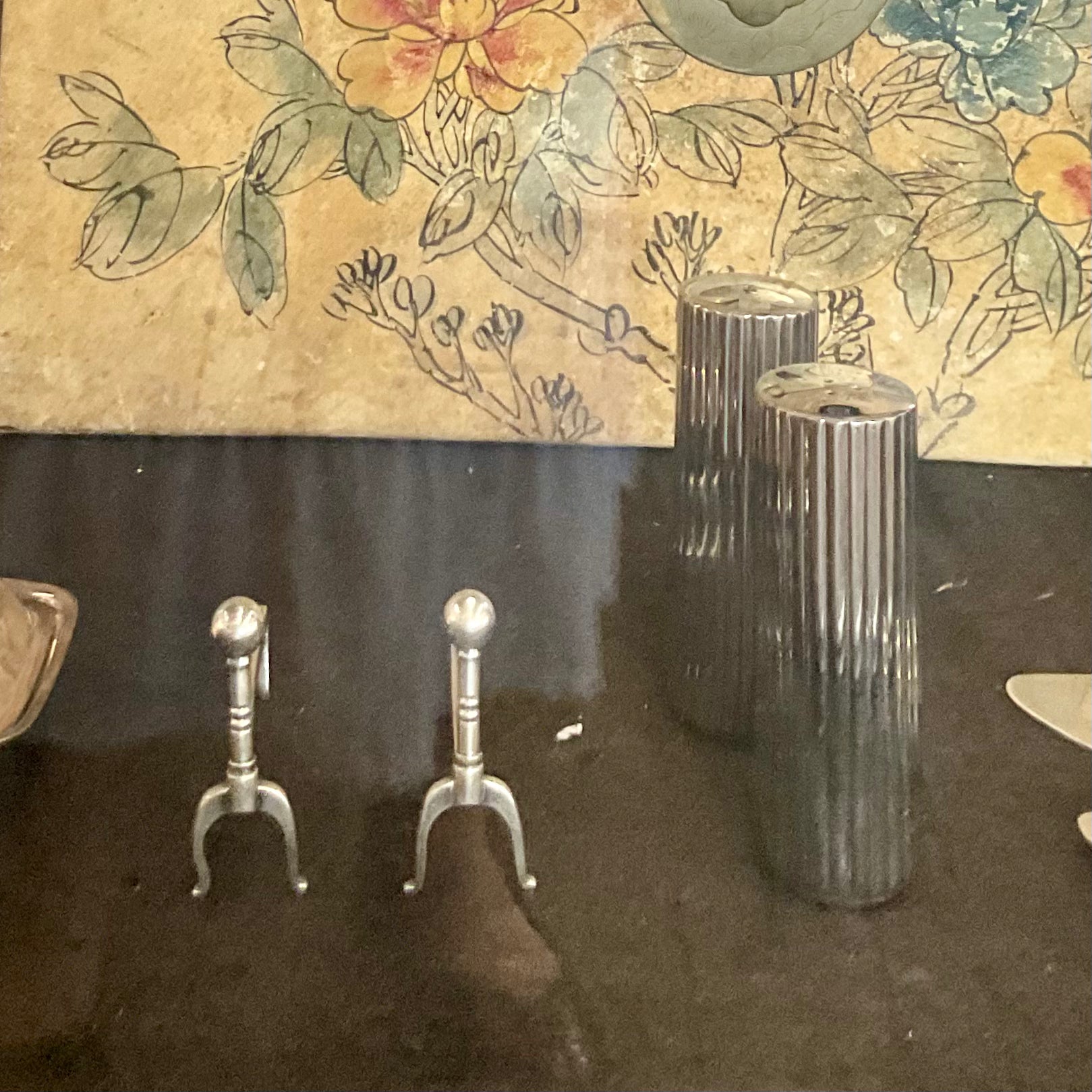 Q.S. Found - Sterling Andiron Knife Rest Set