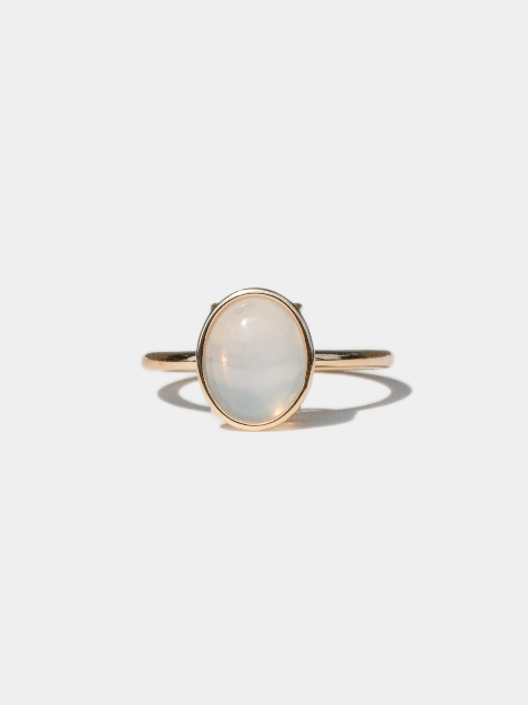 14k Buttery Ceylon Moonstone Floating Ring