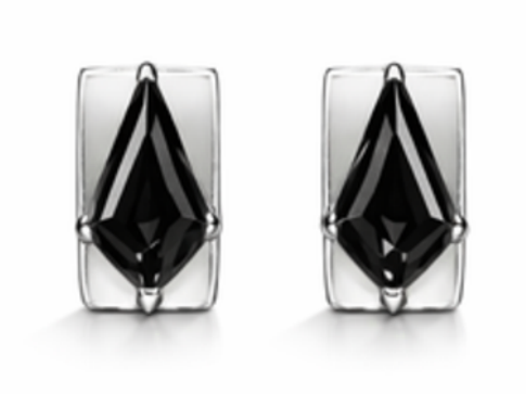 Shield Studs No. 2 - Black Spinel - Pair