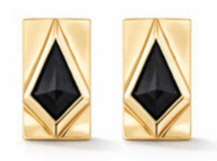 Shield Studs - Black Spinel - Pair