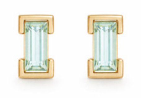 Baguette Studs - Green Beryl - Pair