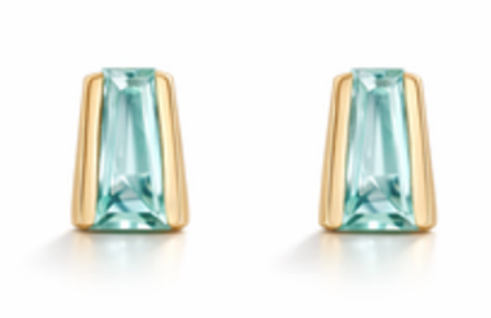 Small Tapered Baguette Studs - Green Beryl - Single