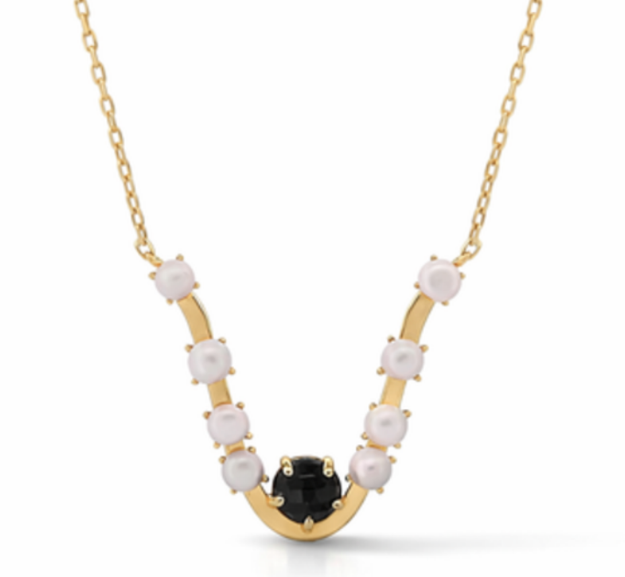 Descent Necklace - Black Spinel with Pearls