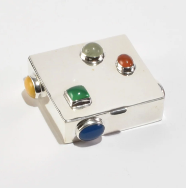 Sterling Gemstone Pill Box