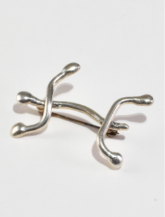 Abstract Figural Brooch (Sterling Silver, Brass)