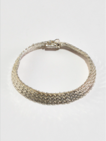 Woven Herringbone Bracelet (Sterling Silver, Italian)