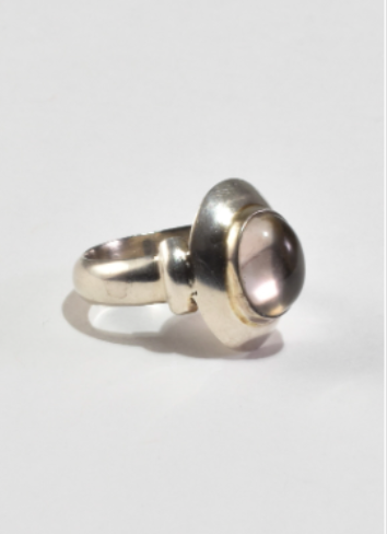 Oval Crystal Ring (Sterling Silver, Rock Crystal, Size 7)