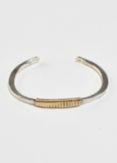 Two-tone Wrap Cuff Bracelet  (Sterling Silver, 14k Gold)