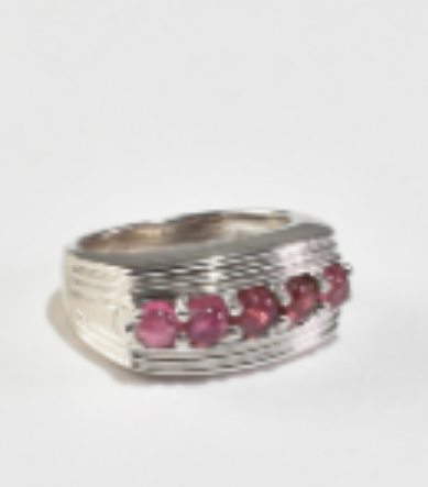 Ribbed Pink Tourmaline Ring  (Sterling Silver, Tourmaline, Size 8)