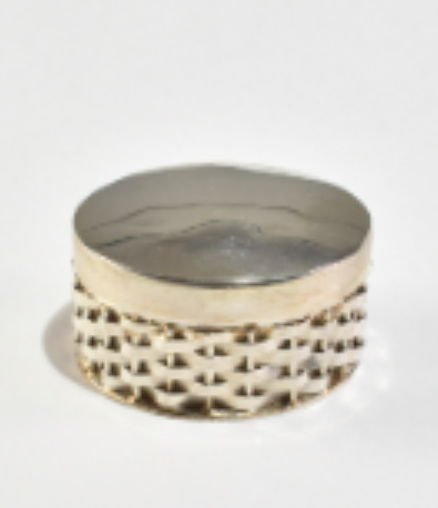 Round Woven Pillbox  (Sterling Silver, Mexico)