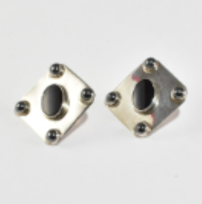 Onyx Hematite Earrings  (Sterling Silver, Onyx, Hematite)