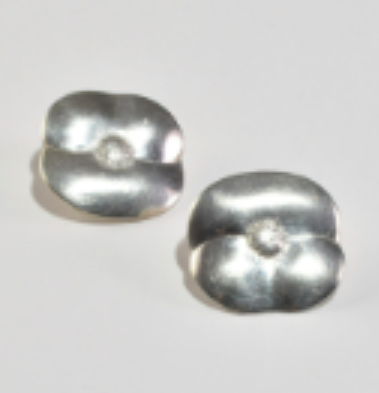 Pansy Flower Earrings  (Sterling Silver)