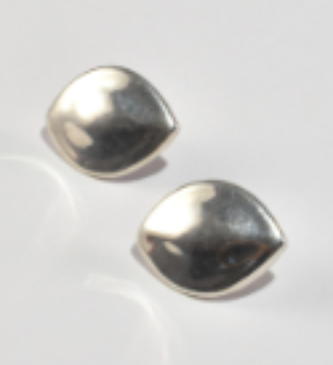 Leaf Shaped Stud Earrings  (Sterling Silver, Electroform)