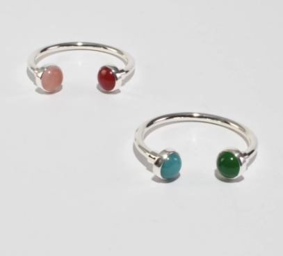 Sterling Gemstone Key Ring