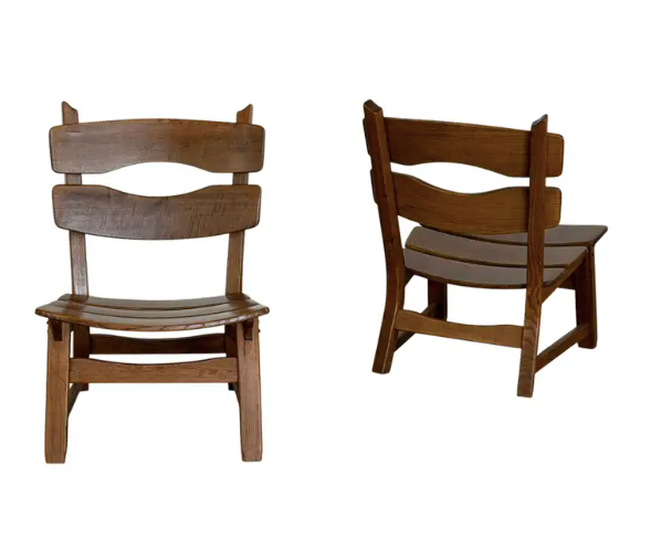 Solid Oak Lounge Chairs by Dittman & Co