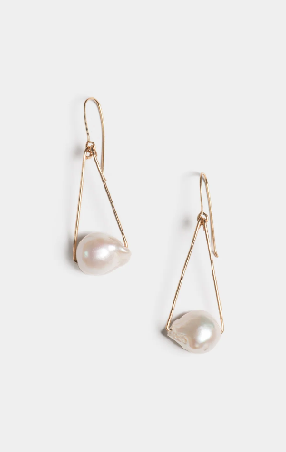 Petite Baroque Pearl Pendulum Drop Earrings