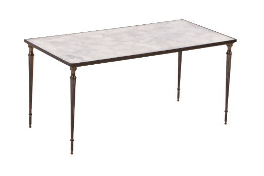 Nickel over Bronze Mirrored Coffee Table, France, 40s