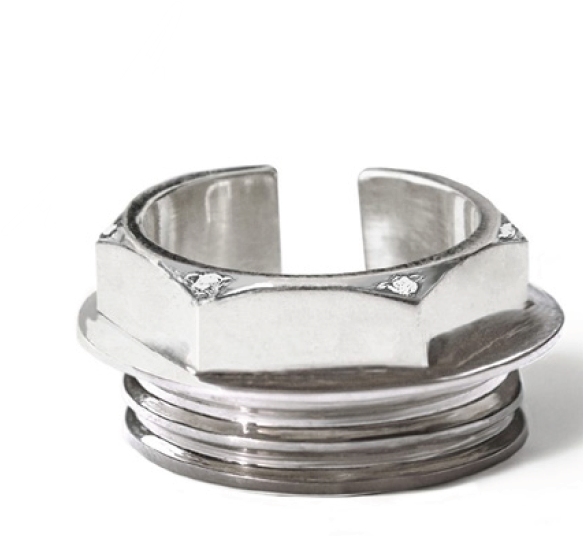 Silver Coupling Ring 935 - With Diamonds